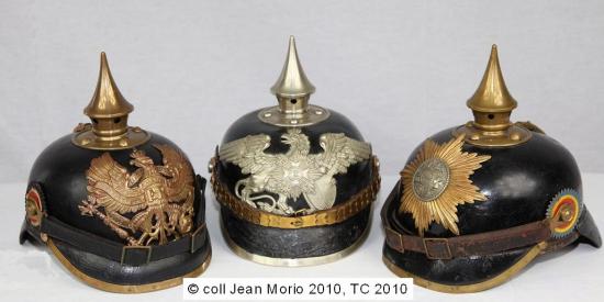 Ensemble de rares casques à pointe mle 1895: 109e badois, Meck-Strelitz....